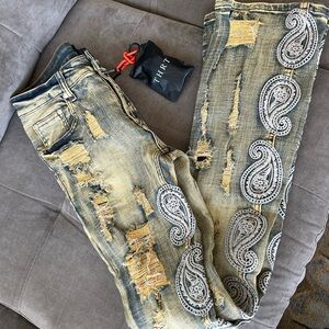 THRT Jeans Distressed Paisley Size 30 NEW